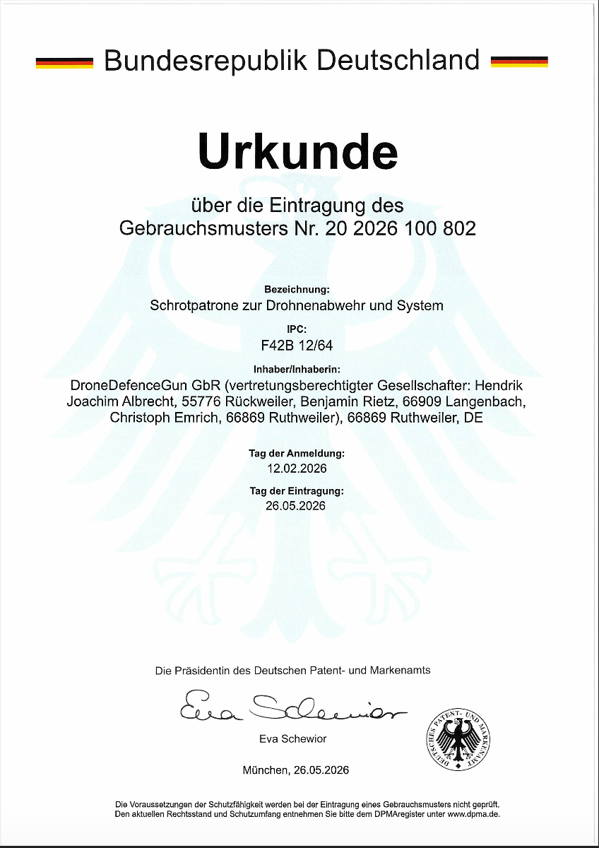 Urkunde – Eingetragenes Gebrauchsmuster
